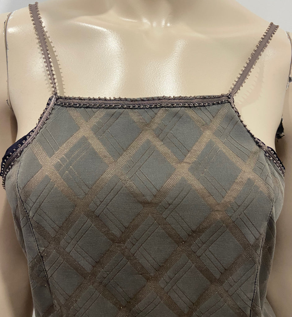 VOYAGE INVEST IN THE ORIGINAL Taupe Brown Sleeveless Criss Cross Camisole Top S