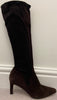 GINA Chocolate Brown Leather Suede Pointed Toe Knee High Stiletto Heel Boots 6.5