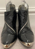 PATRICK COX Womens Black Creased Leather Patent Silver Detail Ankle Boots 39 UK6