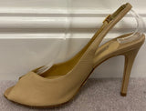 GINA Beige Real Leather Peep Toe Sling Back Ankle Strap Sandals Shoes UK6 39 NEW