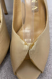 GINA Beige Real Leather Peep Toe Sling Back Ankle Strap Sandals Shoes UK6 39 NEW